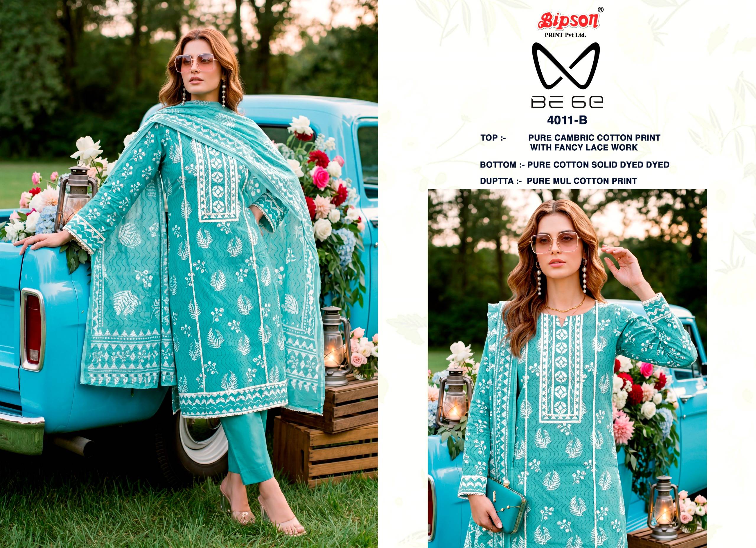 BE 6E - 4011 Series By BIPSON PRINTS Stylish Beautiful ColourfulPure Cotton Dresses At Wholesale Price